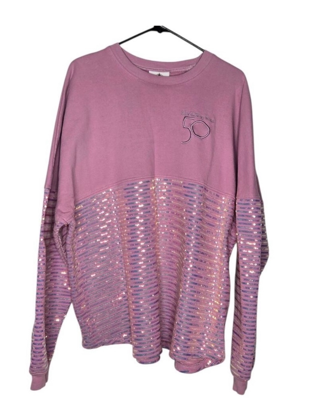 Sequin-Trim Mauve Spirit Jersey Crewneck Sweater Material
